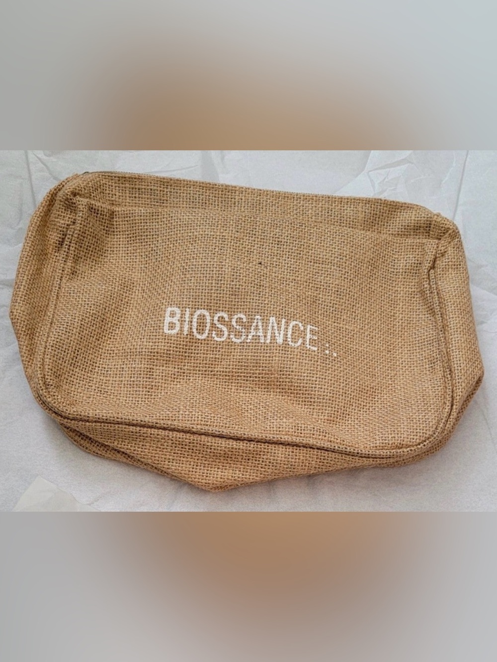 FREE WITH MAKEUP PURCHASE! Biossance Beige Canvas Cosmetic Zippered Bag Pouch